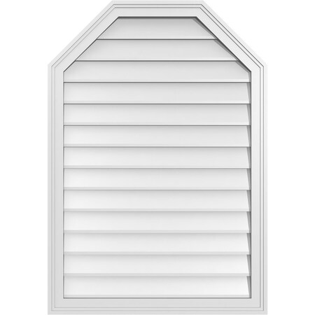 Ekena Millwork Octagonal Top Surface Mount PVC Gable Vent w/ 2"W x 1-1/2"P Brickmould Frame, 28"W x 40"H GVPOT28X4002SN